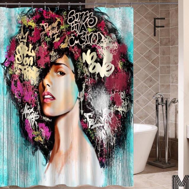 Art Design Graffiti Art Hip Hop African Girl with Black Hair Big Earring