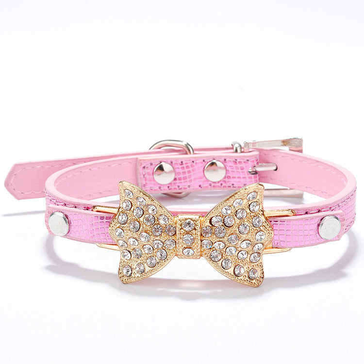 Bowknot Pet Collar Rhinestone Dog Pen Dog Supplies