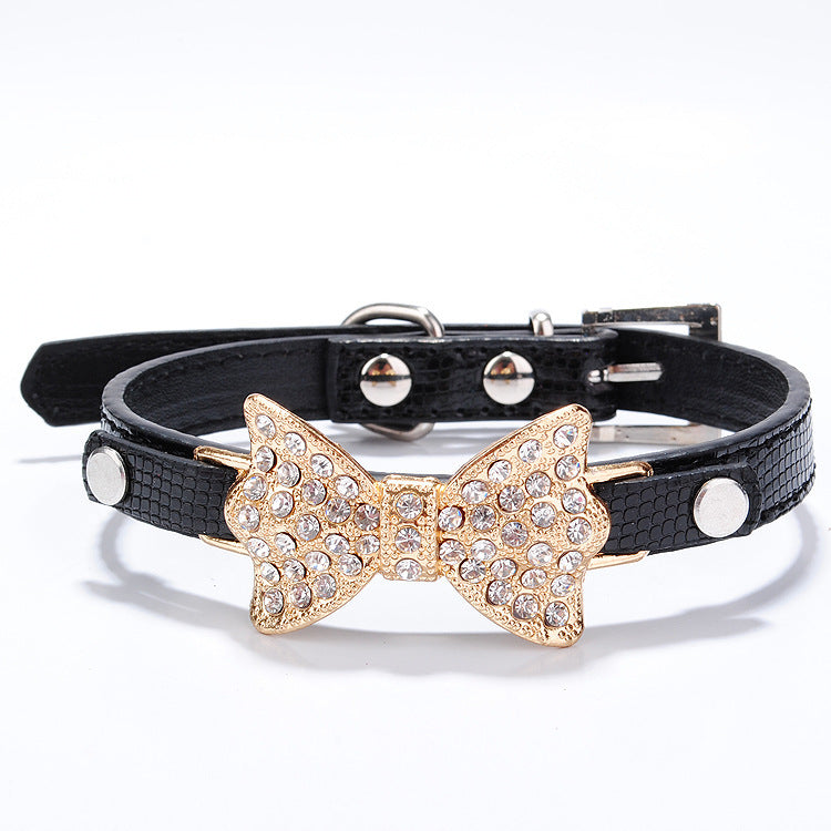 Bowknot Pet Collar Rhinestone Dog Pen Dog Supplies