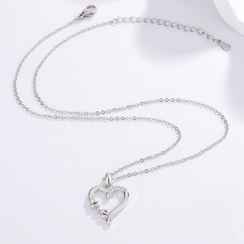 Creative Heart Design LOVE Titanium Steel Necklace