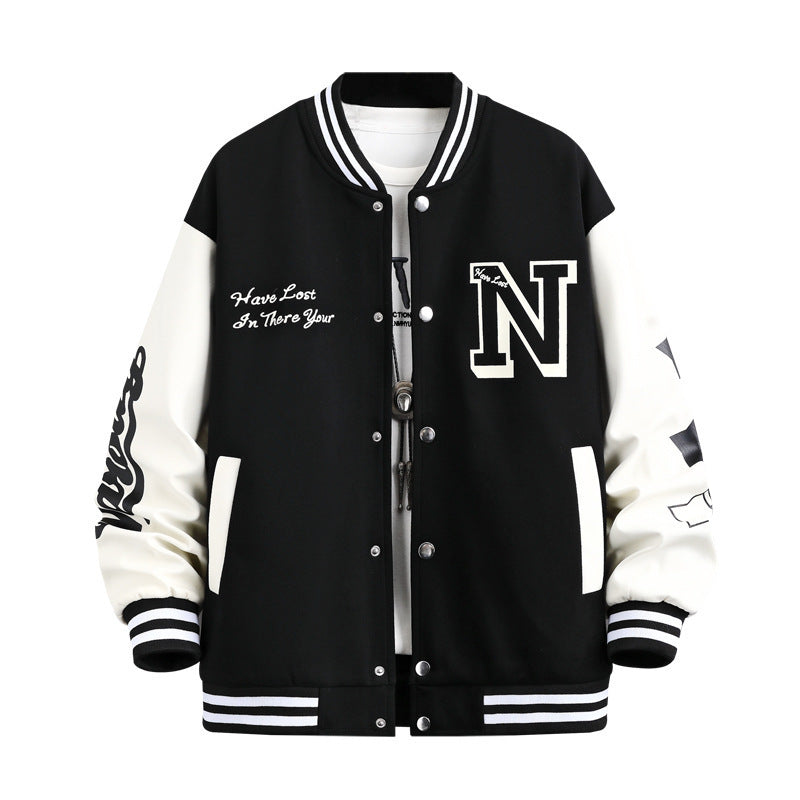 Letter Print Color Block Jacket