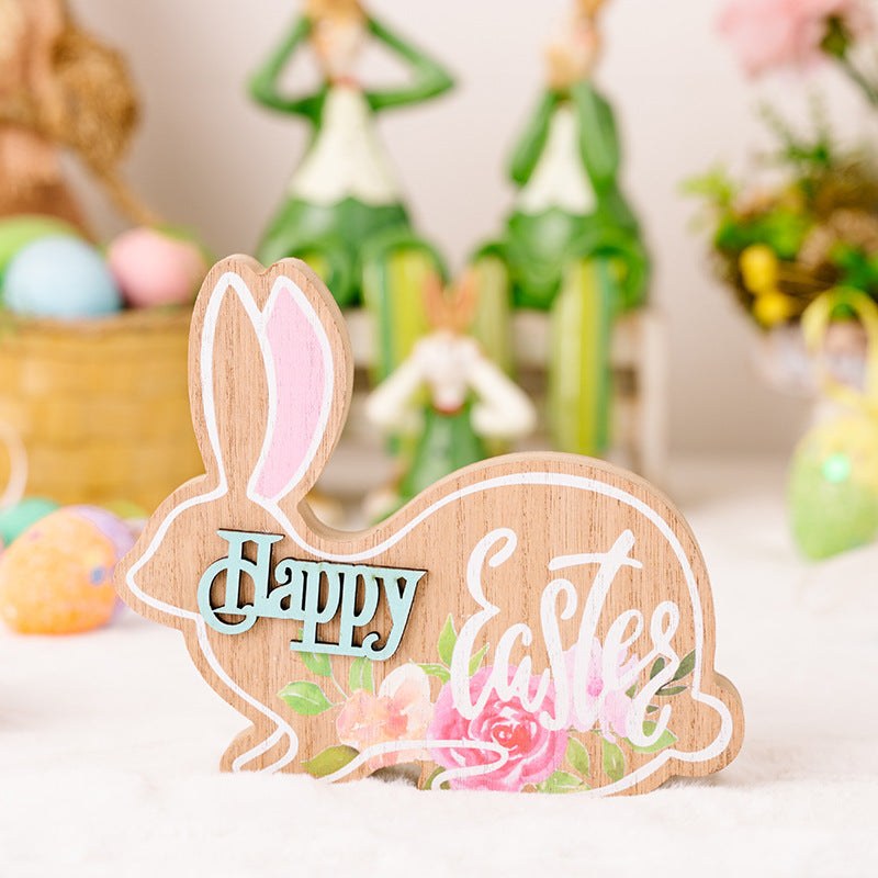 Easter Rabbit Decorations Wooden Ornaments