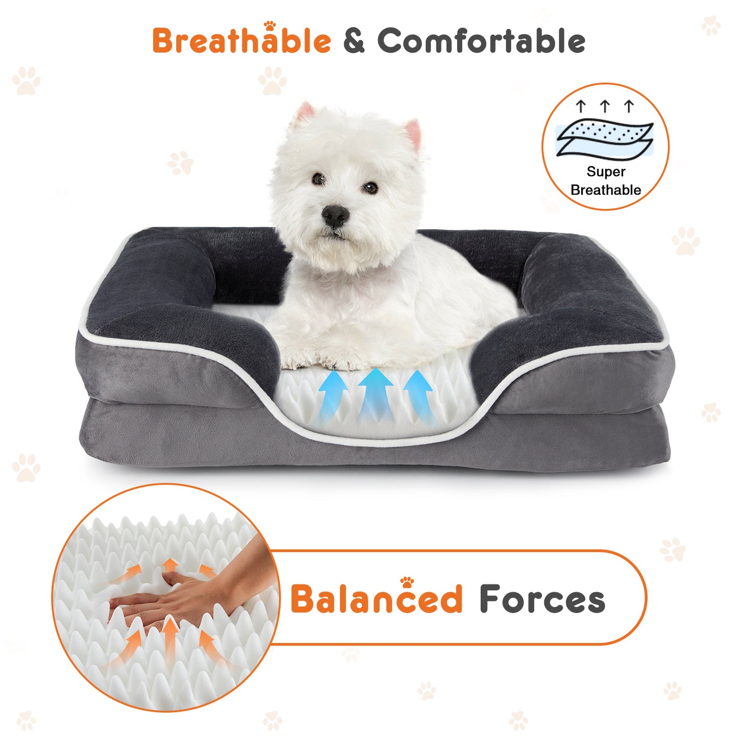 Memory Foam Pet Bed For Small Dogs & Cats With Washable Removable Cover Non-Slip Base Waterproof Liner