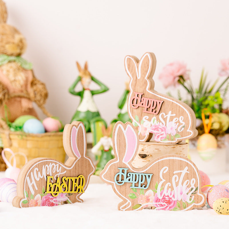 Easter Rabbit Decorations Wooden Ornaments