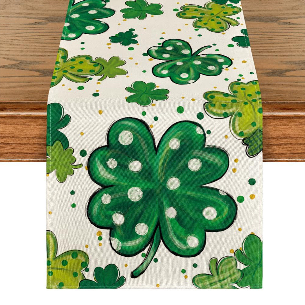 St Patrick Table Runner Lucky Four-Leaf Clover Printed Tablecloth