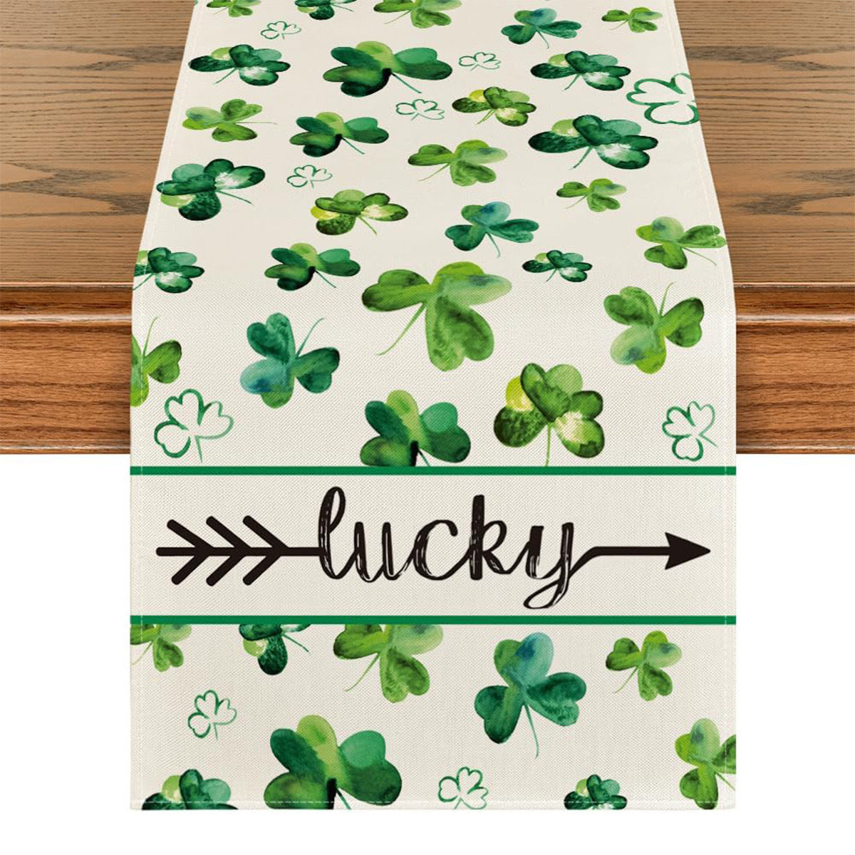 St Patrick Table Runner Lucky Four-Leaf Clover Printed Tablecloth