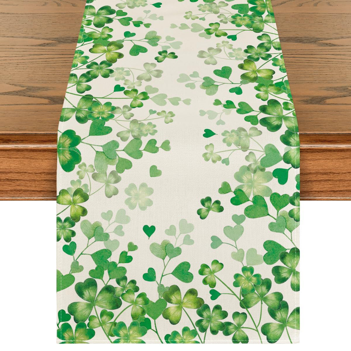 St Patrick Table Runner Lucky Four-Leaf Clover Printed Tablecloth