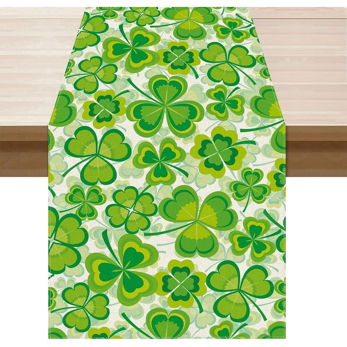 St Patrick Table Runner Lucky Four-Leaf Clover Printed Tablecloth