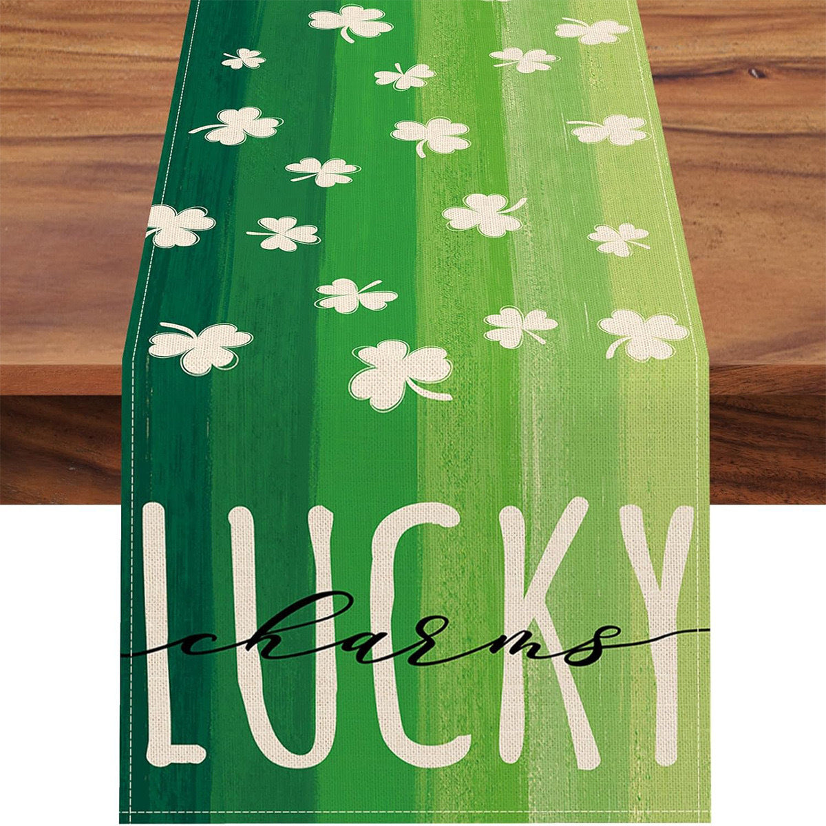 St Patrick Table Runner Lucky Four-Leaf Clover Printed Tablecloth