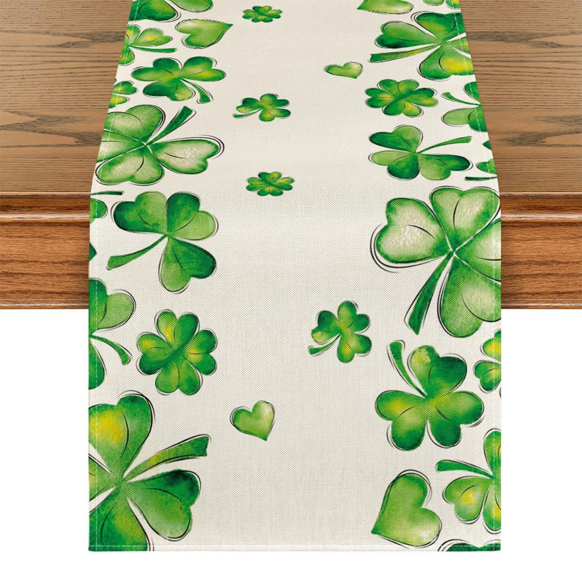 St Patrick Table Runner Lucky Four-Leaf Clover Printed Tablecloth