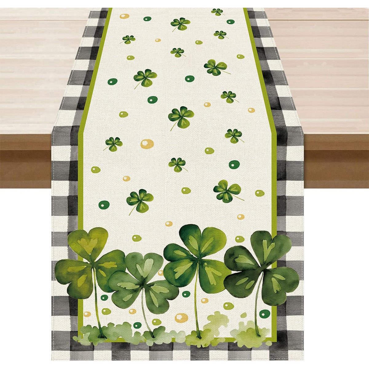 St Patrick Table Runner Lucky Four-Leaf Clover Printed Tablecloth