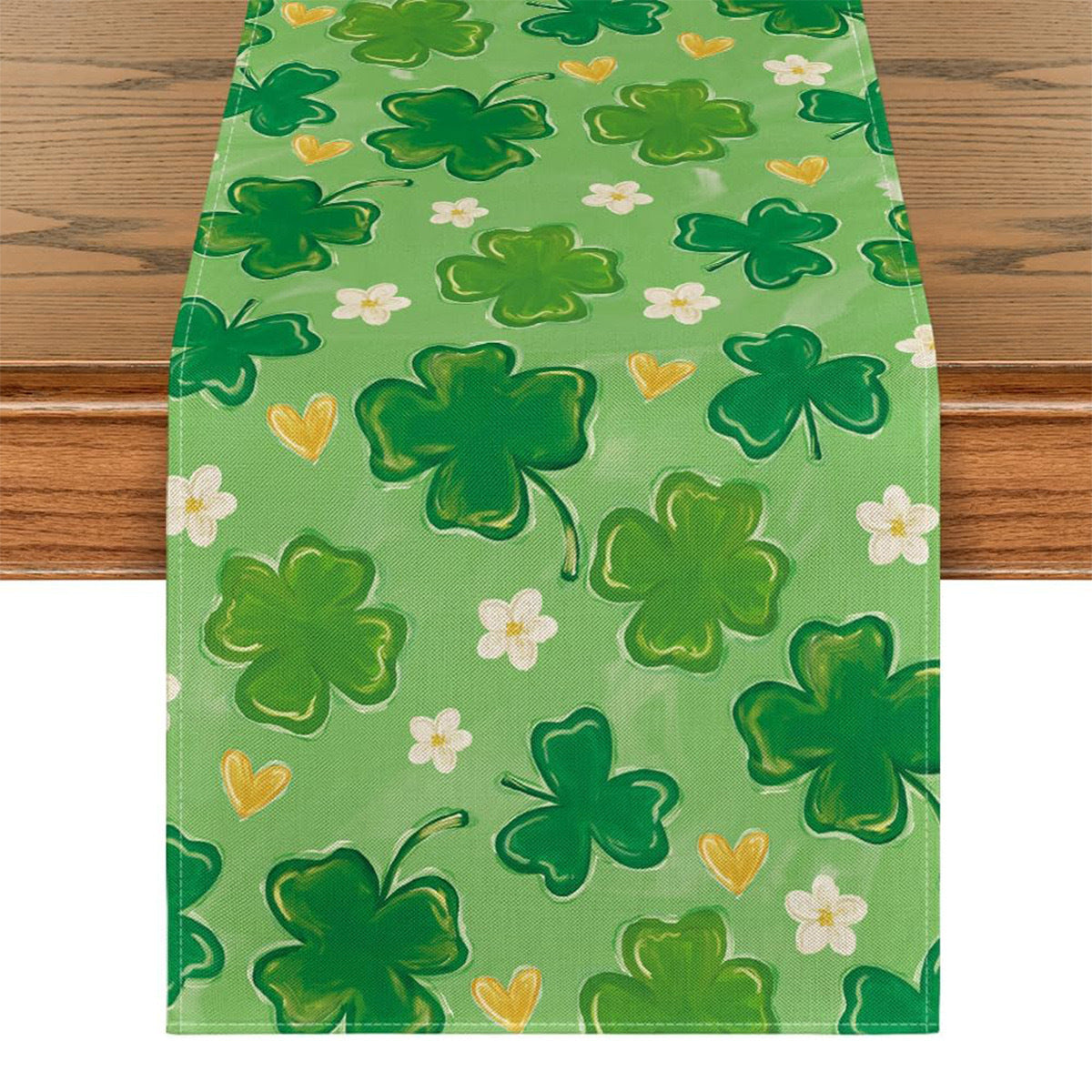 St Patrick Table Runner Lucky Four-Leaf Clover Printed Tablecloth