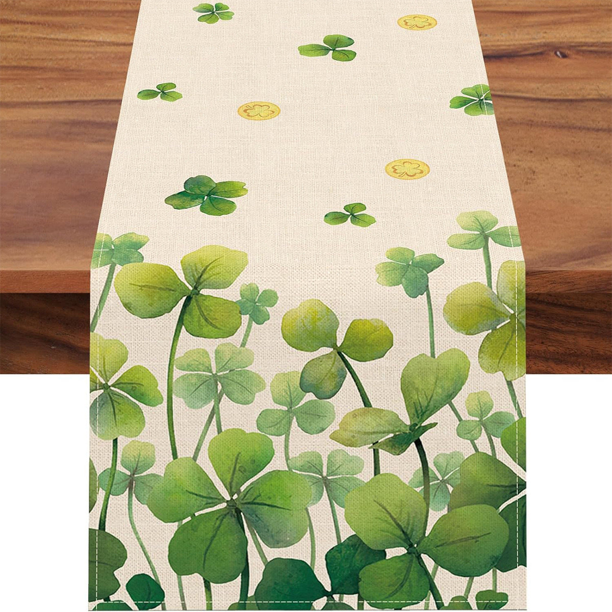 St Patrick Table Runner Lucky Four-Leaf Clover Printed Tablecloth