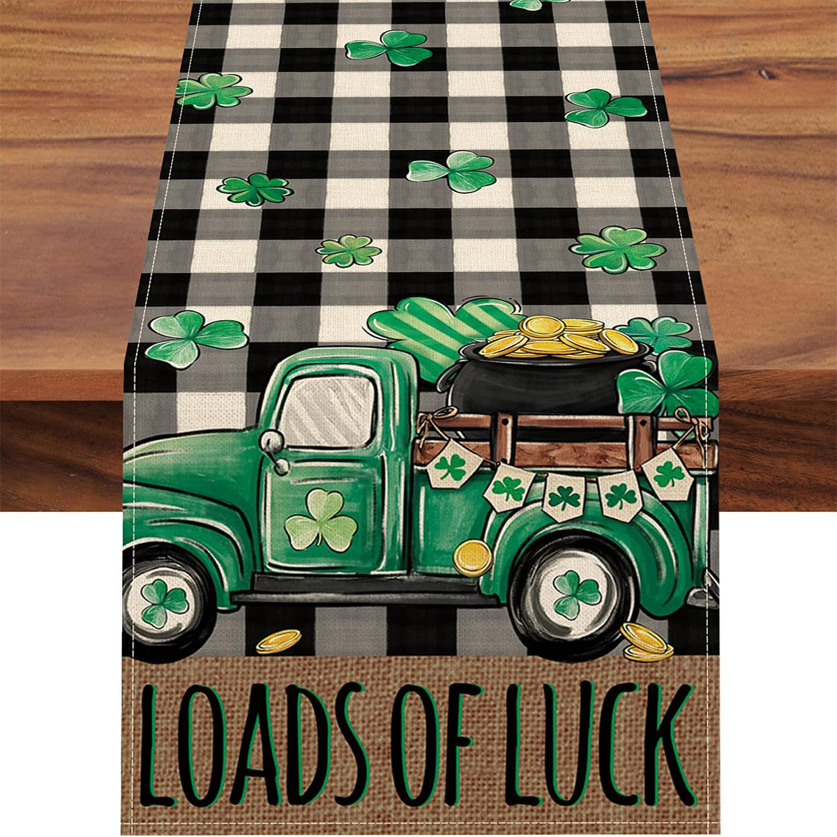 St Patrick Table Runner Lucky Four-Leaf Clover Printed Tablecloth