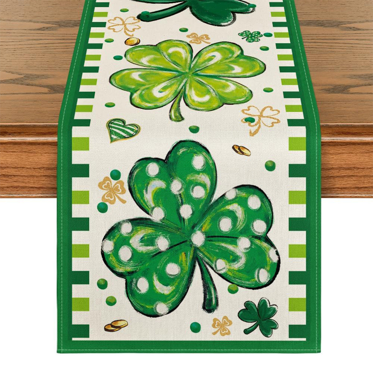 St Patrick Table Runner Lucky Four-Leaf Clover Printed Tablecloth