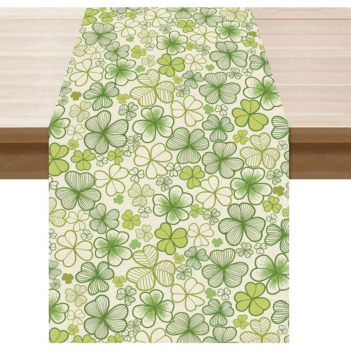 St Patrick Table Runner Lucky Four-Leaf Clover Printed Tablecloth