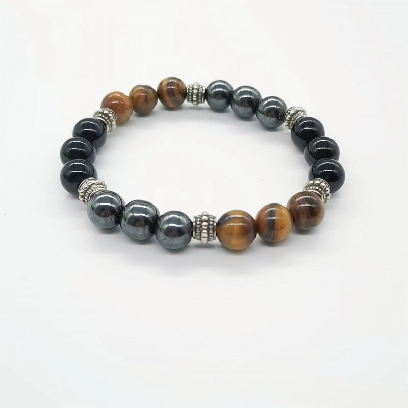 Black Black Glass Tigereye Alloy Bracelet