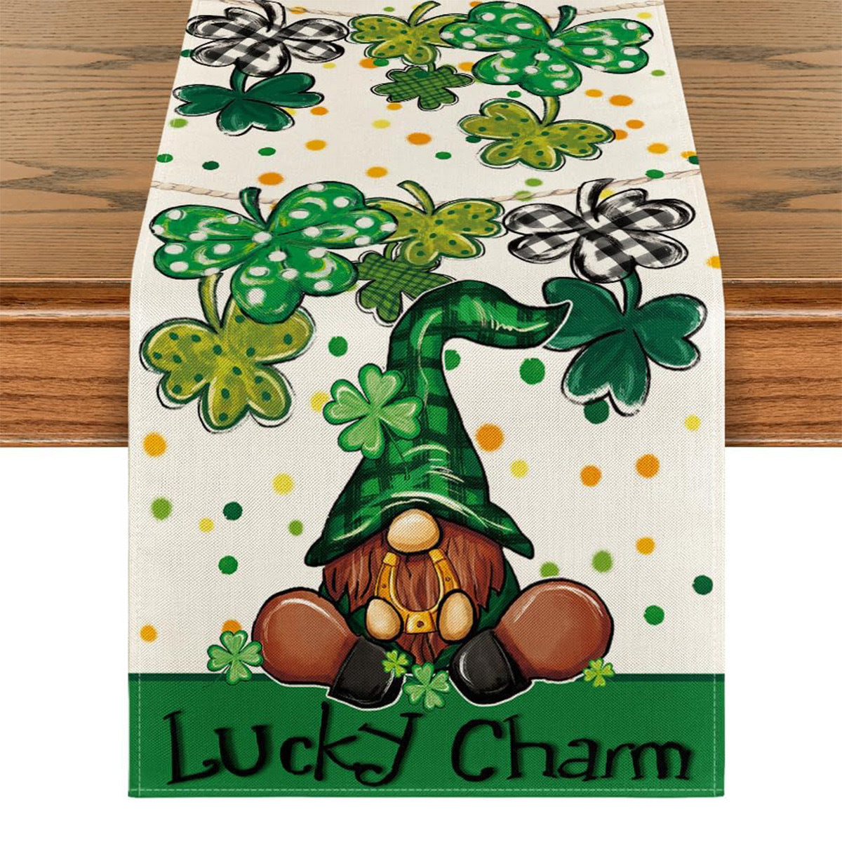 St Patrick Table Runner Lucky Four-Leaf Clover Printed Tablecloth