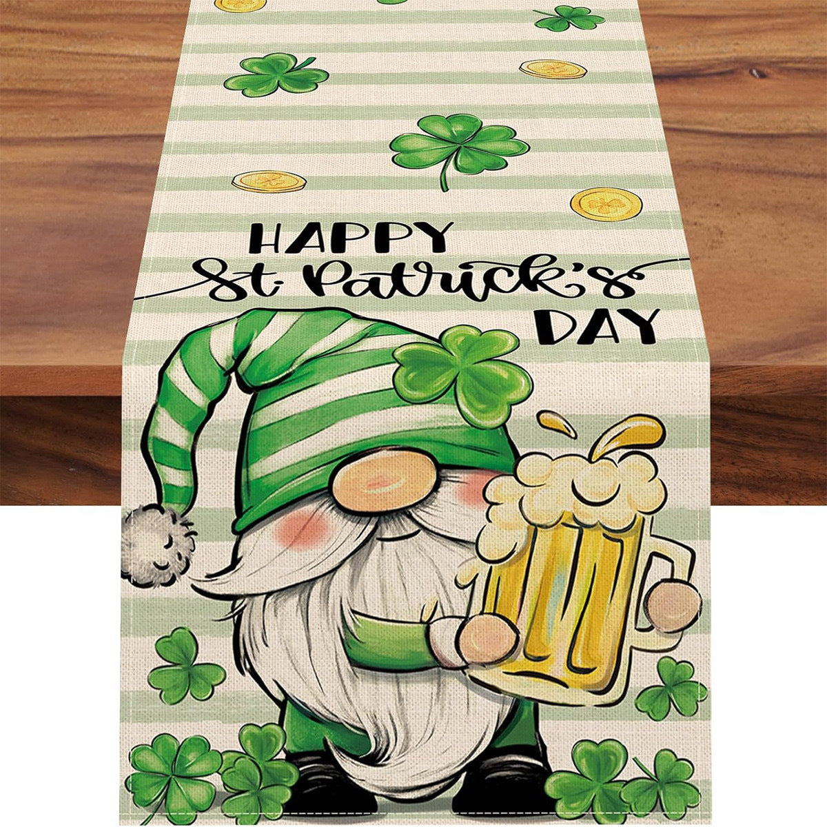 St Patrick Table Runner Lucky Four-Leaf Clover Printed Tablecloth