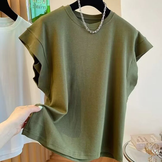 Solid Color High Quality Sleeveless Loose Casual Top