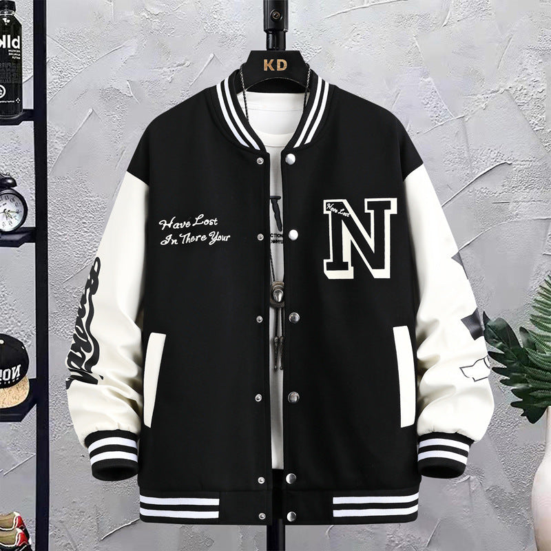 Letter Print Color Block Jacket