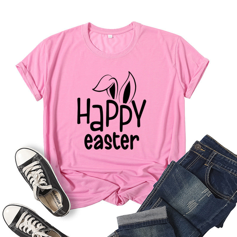 Women's Bunny Happy Easter Print Top