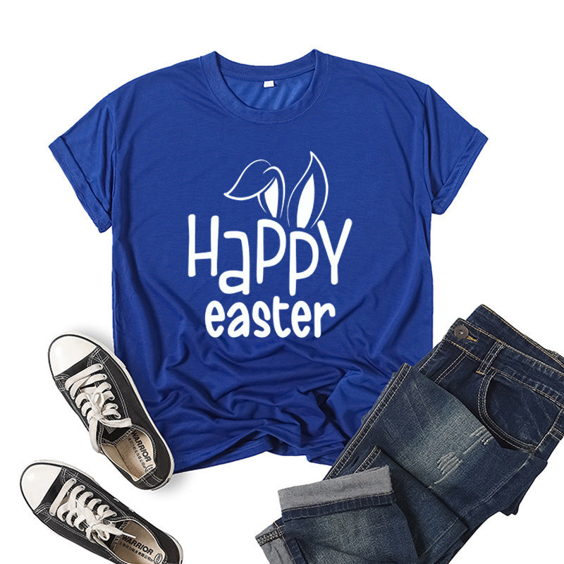 Women's Bunny Happy Easter Print Top