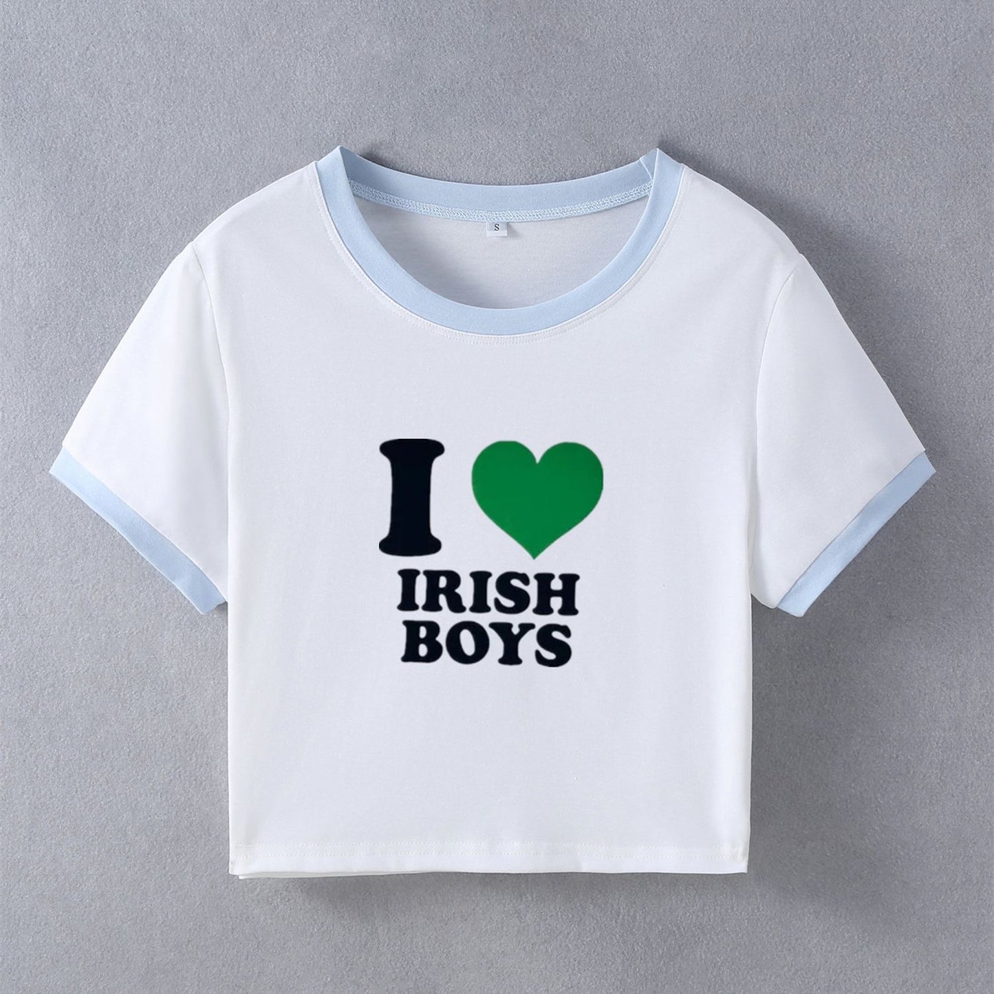 Street Style Hipster I Love IRISH BOYS Short Slim-fit Short-sleeved T-shirt