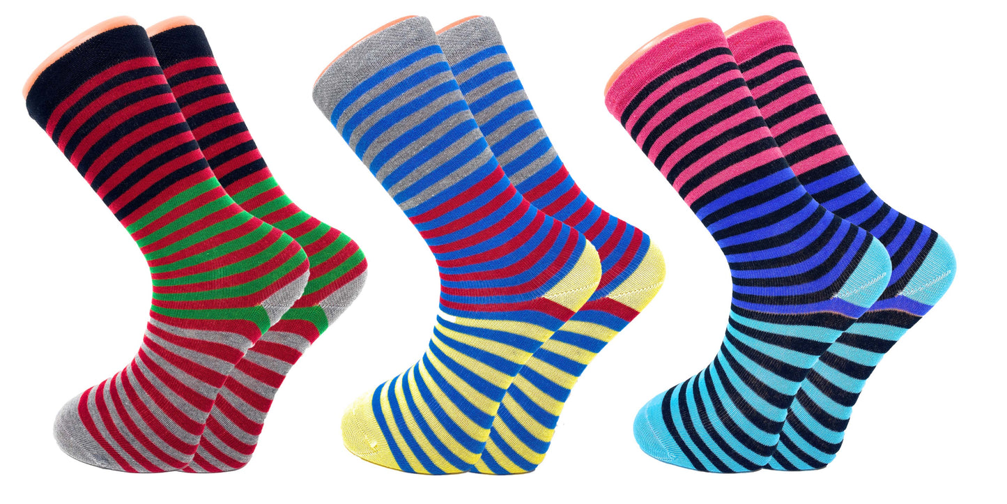 3 Pairs Colorful Fun Crazy Crew Dress Socks for Men and Women Cotton Blend