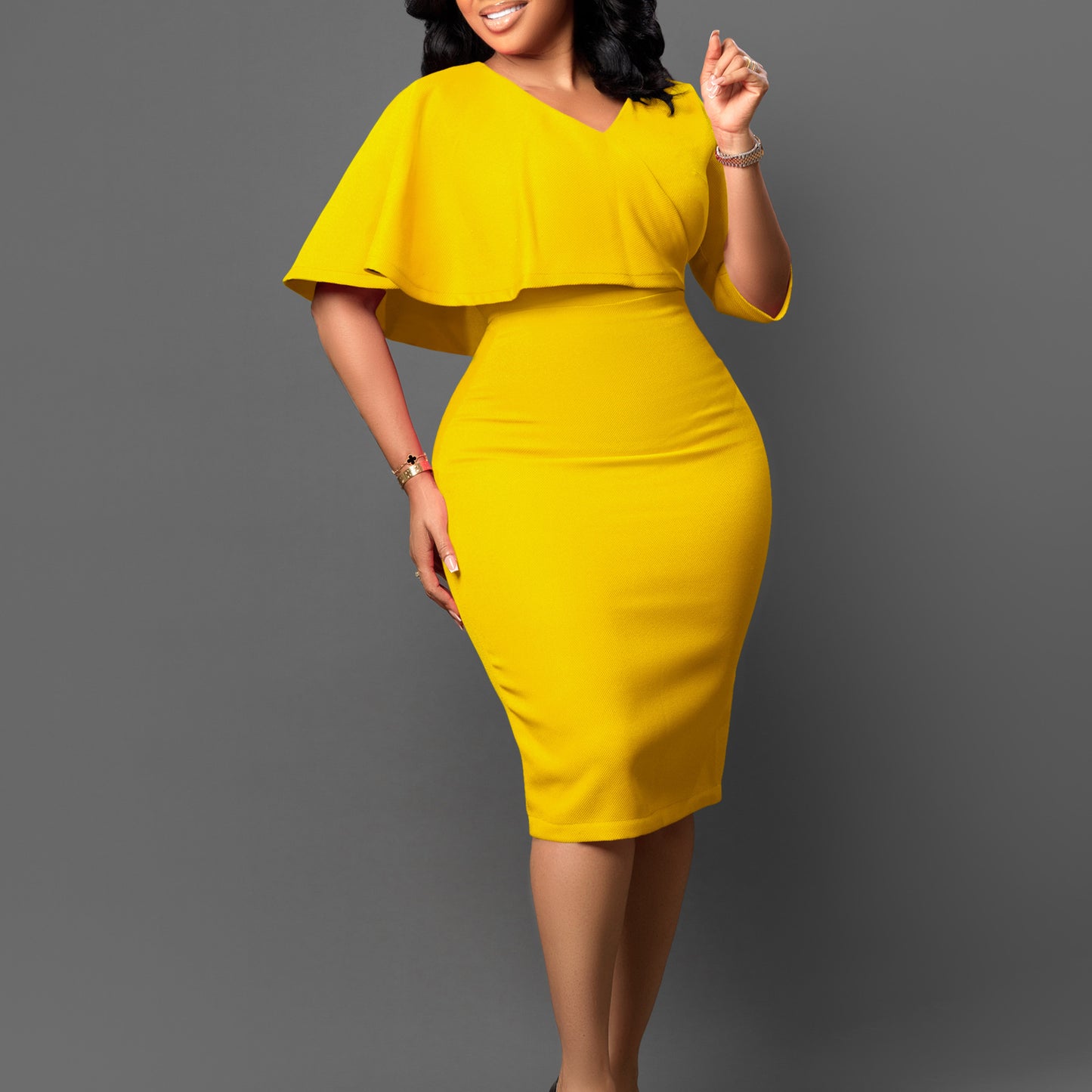 Solid Color Sheath Career Pencil Skirt Dress