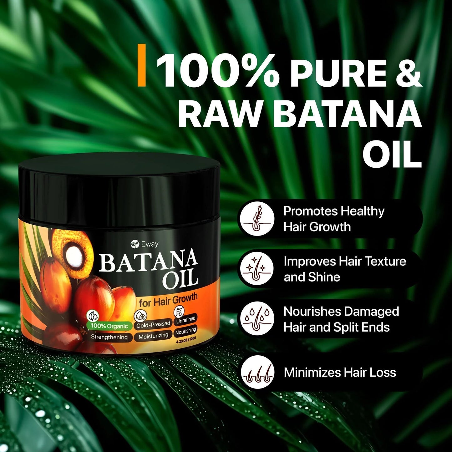 100% Raw Batana Oil for Hair Growth from Honduras Promotes Hair Density Reduces